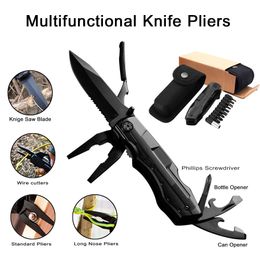 Multifunctional Folding Pliers Cable Cutter Outdoor Pocket Camping Military Survival Knife Hunting Bottle Opener Multitool Knife Y200321
