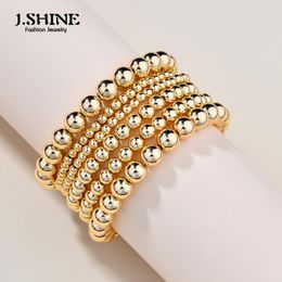 JShine 2021 Trendy 6 Pcs/Set Multi Layers Stacked CCB Gold Color Ball Beaded Bracelets Set Layering Punk Stackable Hand Jewelry