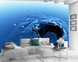 Custom Photo 3d Wallpaper Modern Mural 3d Wallpaper Beautiful Blue Water Drops HD Superior Interior Decorations Wallpaper