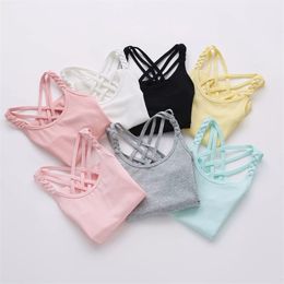 Candy Color T Shirt For Girls Summer Children Tank Top Teenage Clothes Kids 1-14years Camisole Baby Undershirt 20220228 Q2