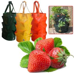 Strawberry Planting Growing Bag 3 Gallons Multi-mouth Container Bag Grow Planter Pouch Root Bonsai Plant Pot Garden Supplies W2