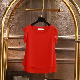 Fashion Brand Short sleeve Women's blouse Summer New Chiffon shirt Sheer O-Neck Casual blouse Plus Size 6XL Loose Female Tops LJ200812