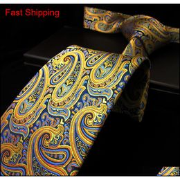 U13 Paisley Orange Blue Navy Mens Necktie Ties 100% Silk Jacquard Woven Zstab280N