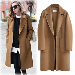 Women Coat Long Winter Coat Wool Blend Jacket Plus Size Camel Black Overcoat Korean Coat Office Lady Elegant Outwear MK-3414 LJ201106