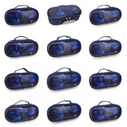 Latest Blue Dream Starry Sky Portable Password Lock Dry Herb Tobacco Grinder Jars Stash Case Cigarette Glass Smoking Storage Box Hand Bag