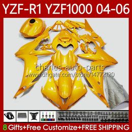 Gloss golden Fairings Kit For YAMAHA YZF-R1 YZF R 1 1000 CC YZF1000 YZFR1 04 05 06 Bodywork 89No.56 YZF R1 1000CC 2004 2005 2006 YZF-1000 2004-2006 OEM Motorcycle Body