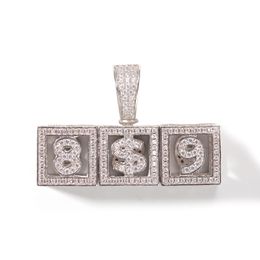 A-Z $ 0-9 Custom Name Cube Letters Necklace Pendant For Men Women Gold Silver HipHop Jewellery With Free Rope Chain