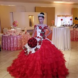 Traditional Off Shoulder Quinceanera Dresses with Floral Lace Appliqued Corset Back Vestido De 15 Anos Plus Size Prom Sweet 16 Dress 2021