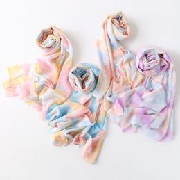 Tie-Dyed Scarf Women Chiffon Neckerchief Shawl Sunscreen Beach Head Scarves Stole Bandana HeadScarf Shawl YL256