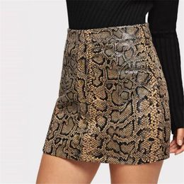 Skirts Women Fashion Casual Bodycon Stylish Trendy Mid Waist Snakeskin Print Button Front Mini Pencil Party Sexy Club Bottoms