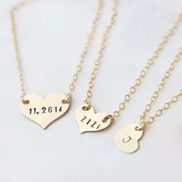 Initial Heart Shape Necklace Name Jewellery Handmade Gold Filled Choker Pendants Collier Femme Kolye Necklace For Women Q0531