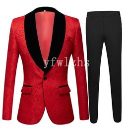 Popular Embroidery Groomsmen Shawl Lapel Groom Tuxedos Men Suits Wedding/Prom Best Man Blazer ( Jacket+Pantst+Tie) Y196