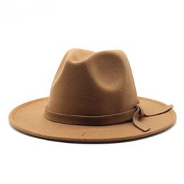 Large size Men Women Wide Brim Wool Felt Fedora Hats Ladies Winter Autumn Jazz Caps Trilby Party Dress Hat