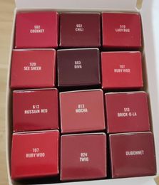 satin Lipstick Rouge A levres 13 Colors Lustre M Brand Lipstick with Series Numbers aluminum tube New Package drop ship