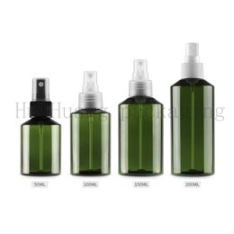 50/100/150ml green empty cosmetic plastic containers with cover mist spray refillable perfume bottle packaging Spray pump