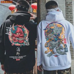 Fashion Men Cool Men Hip Hop Hoodies Japanese Casual Sweatshirts Streetwear Men Women Loose Pullover Harajuku Devil Hoodie Male C1011