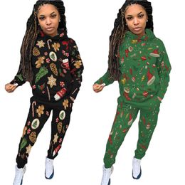 Women Christmas clothes designer X-mas outfits pullover hooded hoodies+ pants two piece set casual plus size 2x tracksuits jogger suit 4153