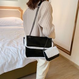 Hot Sale Woollen Women Shoulder bag Handbag and purse 2020 New Retro Plush Chain Crossbody Messenger Bag Fashion