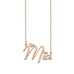 Mia Name Necklace for Women Custom Nameplate Pendant Girl Birthday Gift Kids Best Friends Jewelry 18k Gold Plated Stainless Steel Jewelry Gift