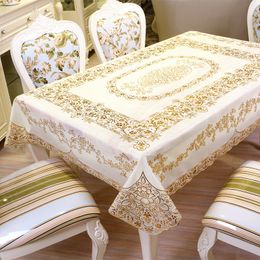 lace tablecloth European-style gold-stamped tablecloth PVC waterproof, oil-proof and wash-free sheet,cup mat, plastic lace LJ201223