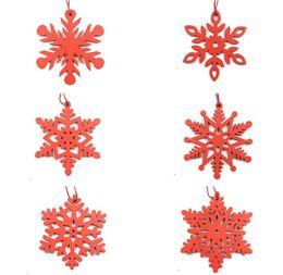 Foreign trade red white wooden Christmas snowflake decoration accessories handicraft listing