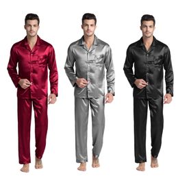 Tony&Candice Men's Stain Silk Pyjama Set Men Pyjamas Silk Sleepwear Men Sexy Modern Style Soft Cosy Satin Nightgown Men Summer T200813