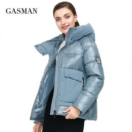 GASMAN Brand autumn winter fashion Women parka down jacket hooded patchwork thick coat Female warm clothes puffer jacket new 001 210203