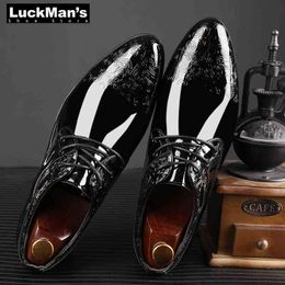 Dress Shoes Men's Shoe Clould Patent Leather Men Wedding Oxford Lace-Up Office Suit Casual Luxury Italian Plus Size 220223