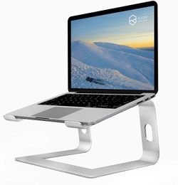 Laptop Stand for Desk, Aluminium Computer Riser, Ergonomic Notebook Holder, Detachable Metal Laptops Elevator, PC Cooling Mount Support 10 to 15.6 Inches Notebook, Silver