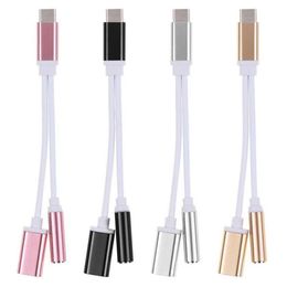 Type c to 3.5mm audio cables 2 in 1 Charger Cell Phone Cables Type-C Earphone Headphone Jack aux Adapter Connector Cable For Samsung smarpthone