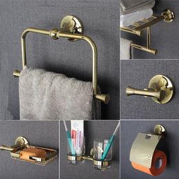 Copper Bathroom Series European Modern Copper Towel Ring/ Toilet Paper Holder/Cup Holder/Robe Hook Bathroom Hardware LJ201209