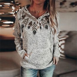 Harajuku Retro Print Hoodie Women Loose All-matching Long Sleeve Pullover Autumn Tops Girls Streetwear Sweatshirt Hooded Womens 201209