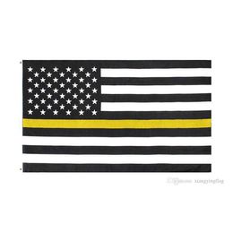 Thin Yellow Line Flag Recovery Public Safety Security 3x5FT Double Stitching 100D Polyester Festival Gift Indoor Outdoor Printed Hot selling