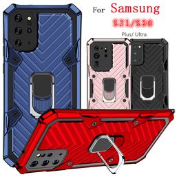 Outdoor Sports Rugged Mobile Phone Case for Samsung S21plus S20ultra Note20 Men Kickstand Ring Bumper Rugged Cover for Galaxy S30 S21 Ultra