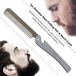 Stainless Steel Hair Beard Comb Professional Dressing Moustache Metal Comb Anti-static Facial Hair Brush