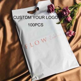 100 Custom poly mailers with handle, custom handle shipping bag with you high qulity mailer, custom postage bag with handle H1231