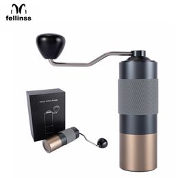Fellinss KF75 Manual Coffee Grinder High Quality Stainless Steel 420 Burr Wooden Handle Portable Hand Maker Holiday Gift 220217