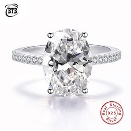 100% 925 Sterling Silver 9CT Oval Created Gemstone Engagement Rings Fine Jewellery Diamond for Women 220216