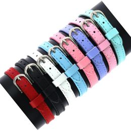 8MM Genuine Leather Wristband Bracelets 8 Colors Belt Buckle Watch Band DIY Jewelry Accessory Fit Slide Charms