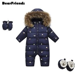 -30 Degree Russian New Winter down jacket Baby girl clothes Snowsuit Real Fur Waterproof Boys Rompers Jumpsuit Toddler Snow wear LJ201007