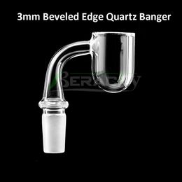 Beracky 3mm Beveled Edge Round Bottom Quartz Banger 25mmOD 10mm 14mm 18mm Round Base 45&90 Quartz Banger Nails For Glass Bongs Dab Rigs