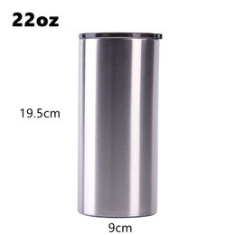 22oz Skinny Tumbler Stainless Steel Straight Tumbler with Lid Fatty Tumblers Double Wall Insulation Vacuum Water Cup Coffee Mug Car Mugs