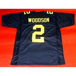 Mitch Custom Football Jersey Men Youth Women Vintage 2 CHARLES WOODSON blue CUSTOM MICHIGAN WOLVERINES Rare High School Size S-6XL or any name and number jerseys