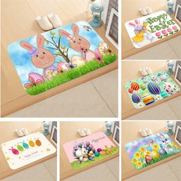 Happy Easter Carpet Doormat Bunny Egg Pattern Floor Mat Easters Home Décor Anti-Slip Washable Bathroom Rugs T9I001768