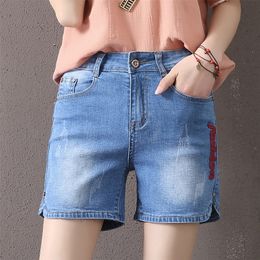Jbersee High Quality Summer Cotton Shorts Women High Waist Embroidery Shorts Jeans Plus Size Sexy Fashion Casual Short Feminino T200701