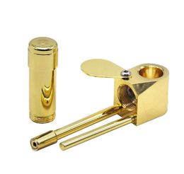 2021 gold brass Smoking Pipe with Glass Bowl Unbreakable Hand pipe herb Tobacco pipe dry herb free shipping