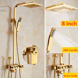 European-Style Full Copper Constant Temperature Golden Shower Set Bath Home Bathroom Shower Head Toilet Shower LJ201211