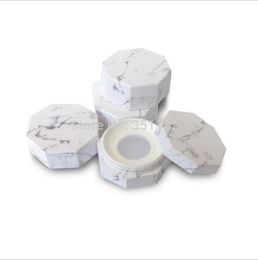New Empty Loose Powder Case 10g Octagon White Marbling Honey Cosmetic Container Pearl Packaging