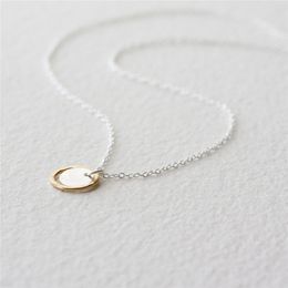 925 Silver Circle Pendant HandmadeSilver Necklace Choker Collier Femme Kolye Collares Women Jewellery Boho Necklace for Women Q0531