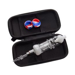 Portable Zipper Case Smoking kit CSYC NC032 Birdcage Glass Hand Pipes With 510 Thread Ti Nail or Quartz Tips Mini Glass Water Bong